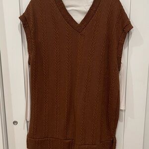 Brown Cable Knit Sleeveless Sweater Vest